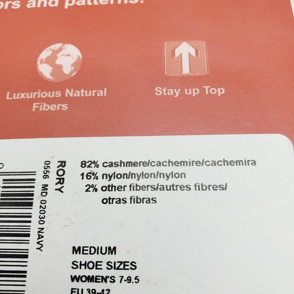 B.Ella 82% Cashmere Crew Socks Dark Navy Blue Luxury RORY 7-9.5 M Cozy Warm - Picture 4 of 5